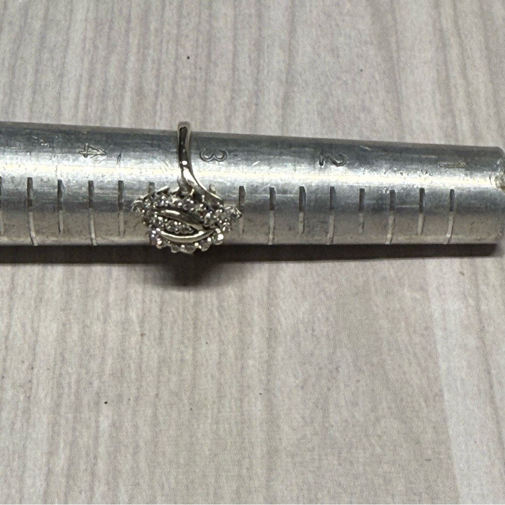 14k White Gold & Diamond Marquise Design Ring with Geometric Detailing - Picture 2 of 5